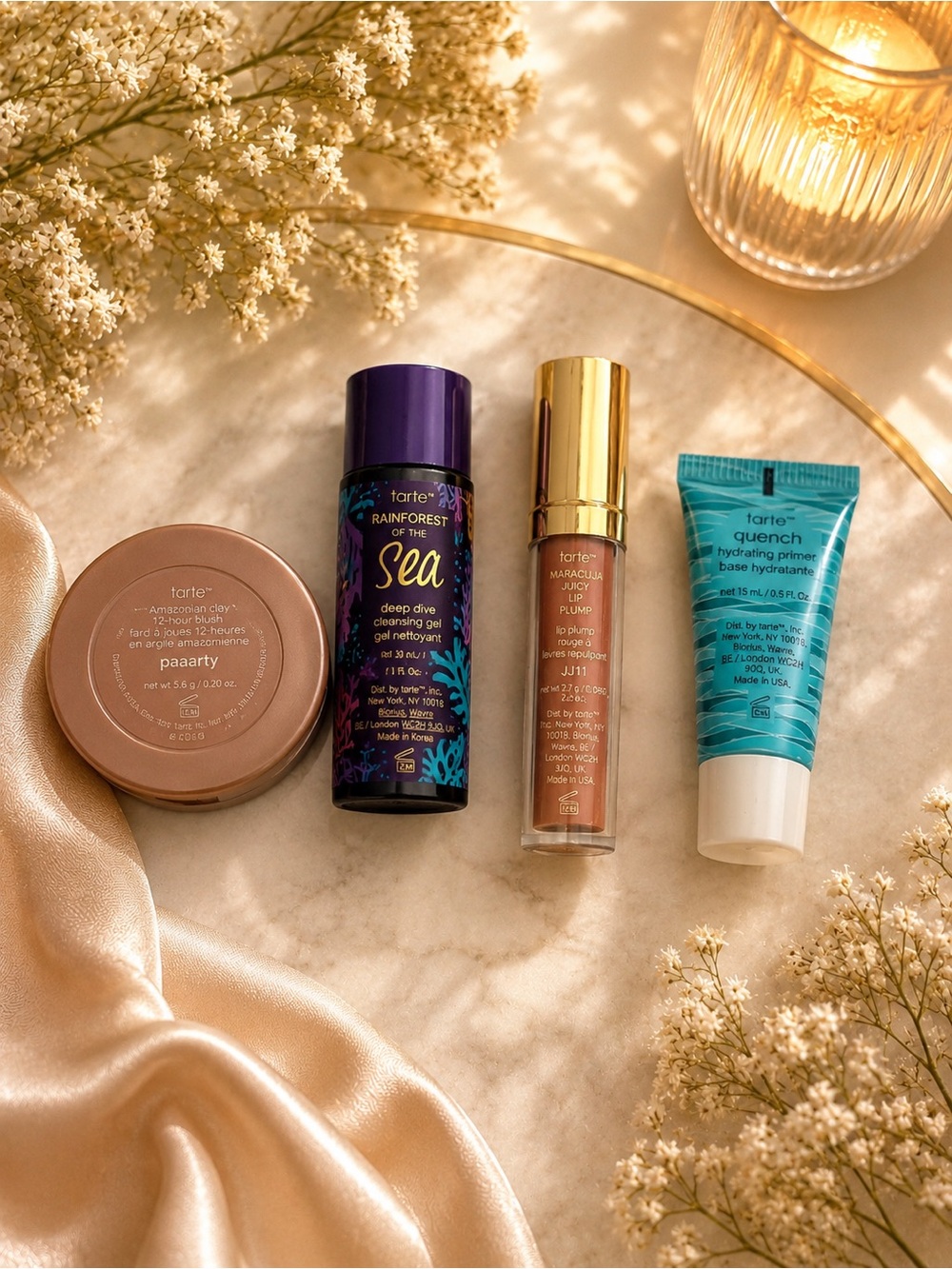 tarte Bath & Body Set — Teal, Purple, Gold, Rose